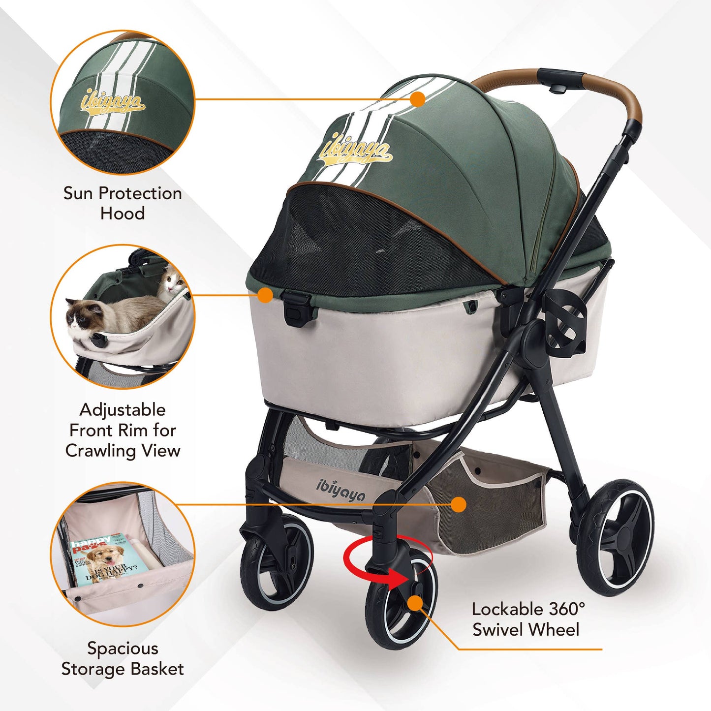 Retro Luxe Pet Stroller, Medium to Large Luxury