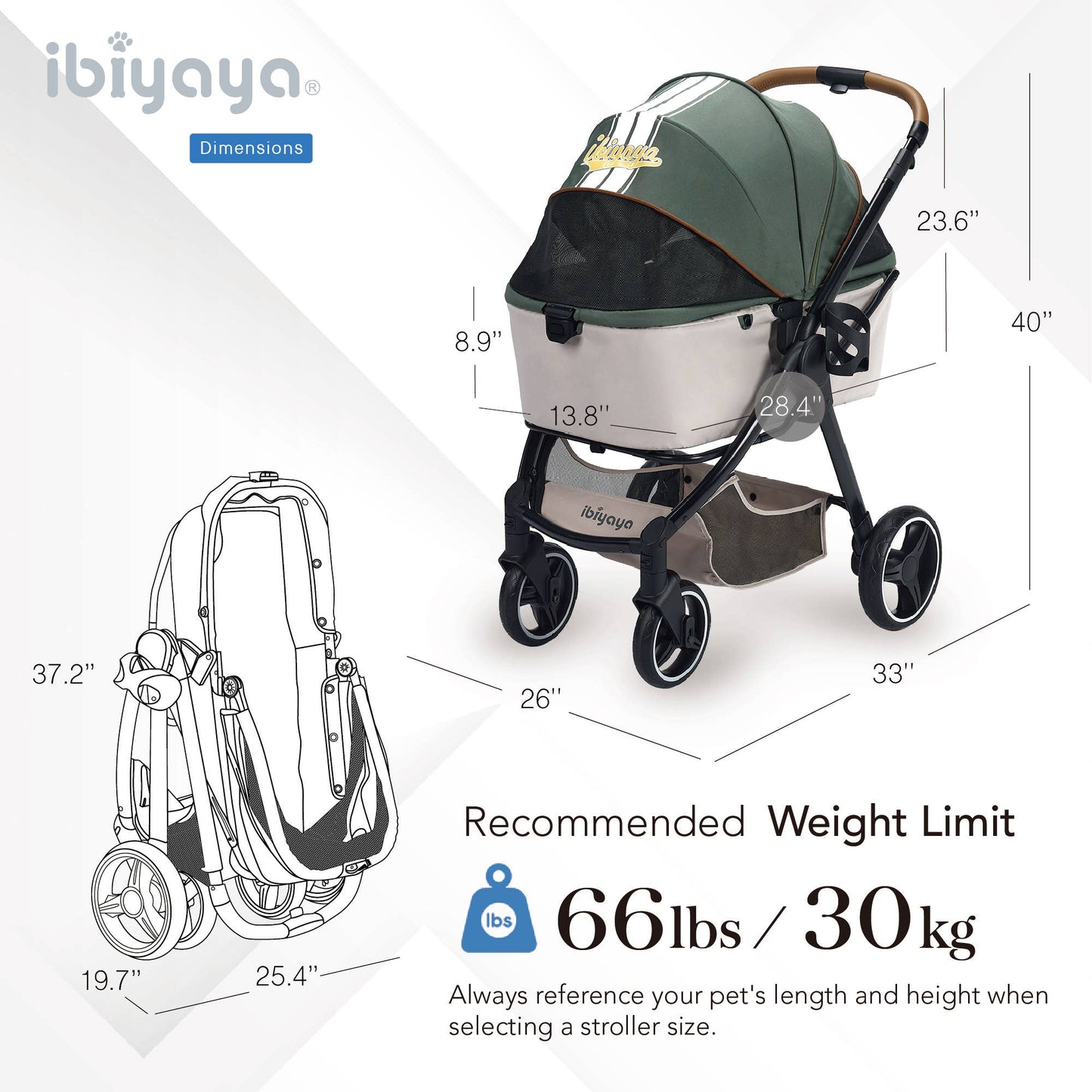 Retro Luxe Pet Stroller, Medium to Large Luxury