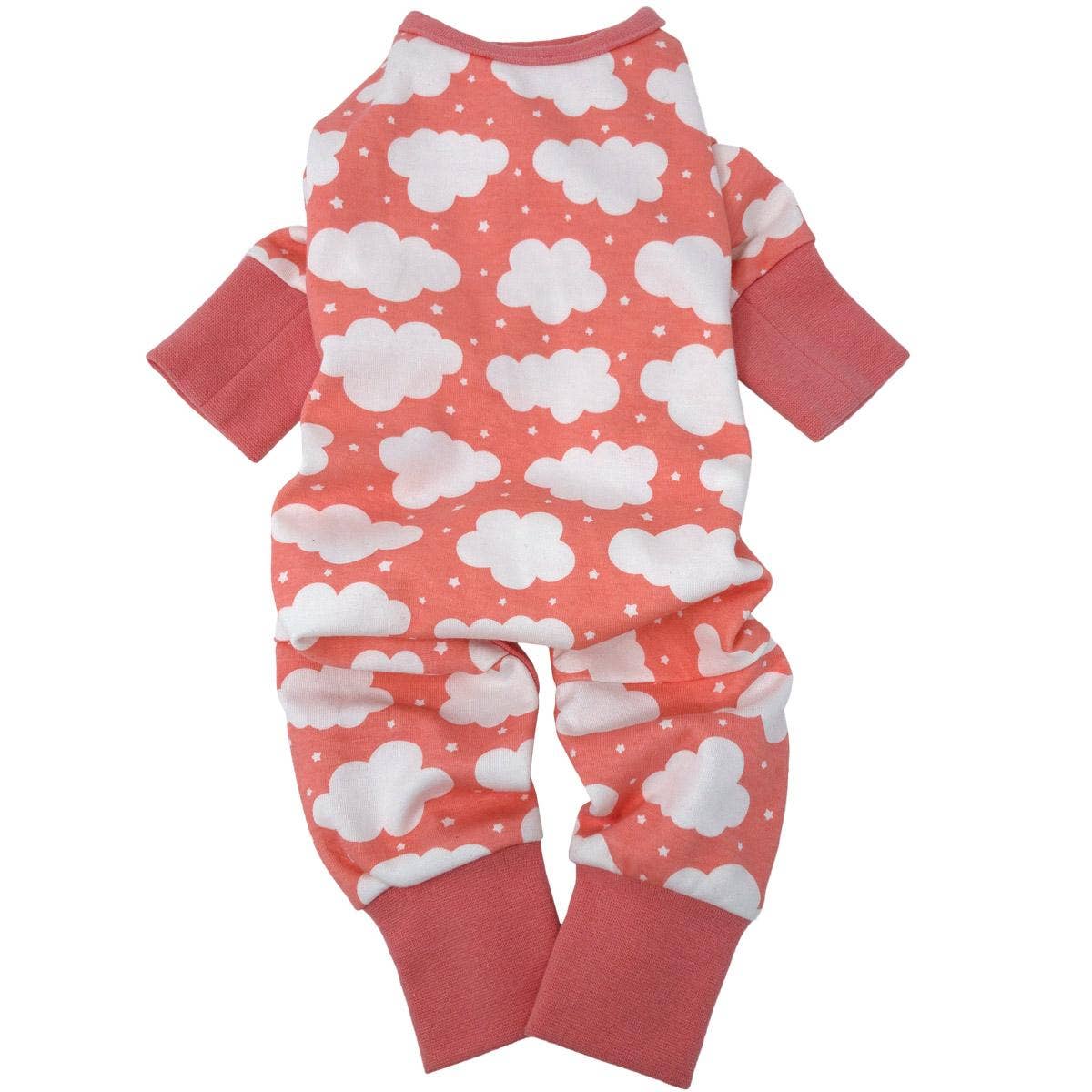 CuddlePup Dog Pajamas - Fluffy Clouds - Coral - Paw Bleu