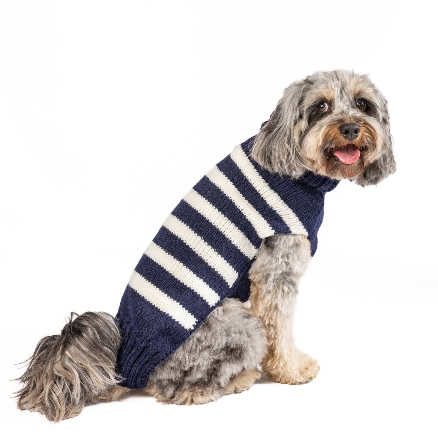 Flynn Stripe Hand - Knit Alpaca Wool Dog Sweater - Paw Bleu