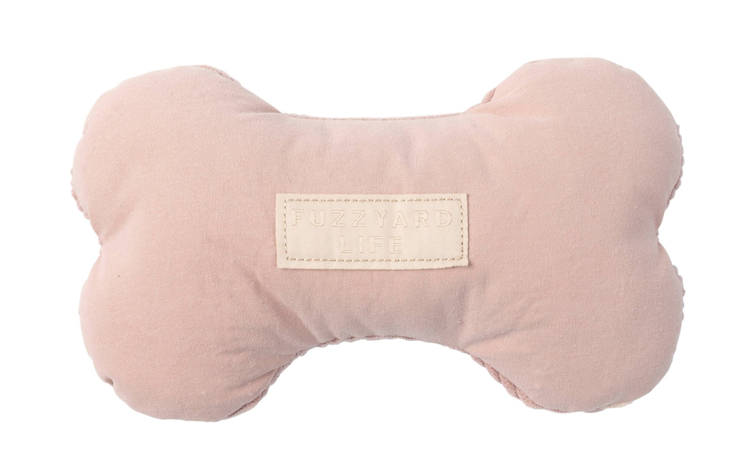 FuzzYard Life Dual - Sided Corduroy & Cotton Plush Bone Toy - Soft Blush L - Paw Bleu