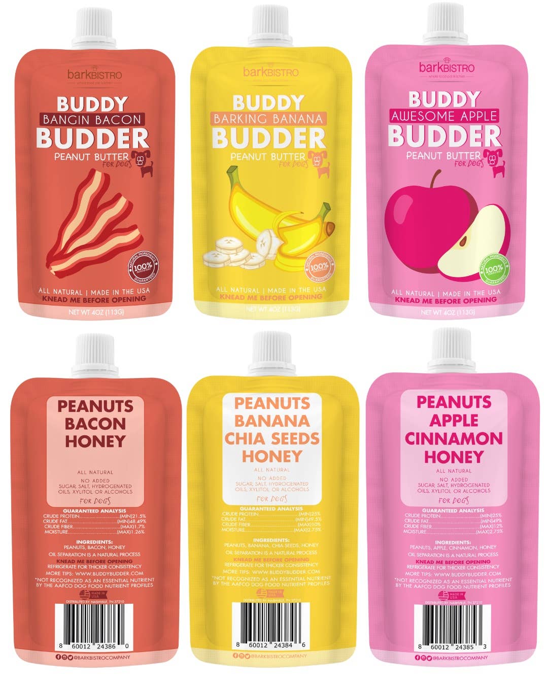 Healthy Dog Peanut Butter Squeeze Packs - Paw Bleu