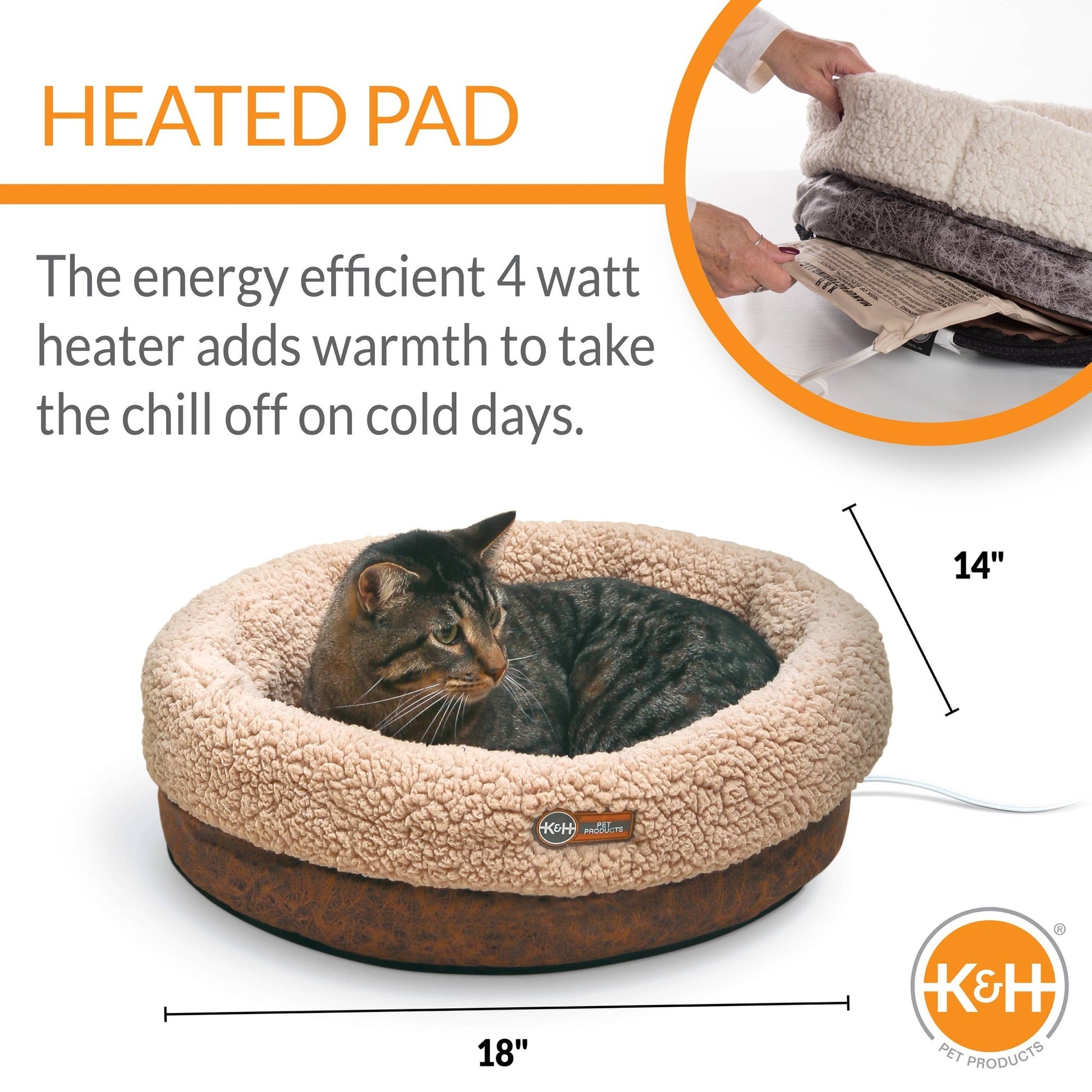 K&H Pet Products Thermo - Snuggle Cup Pet Bed Bomber Chocolate - Paw Bleu