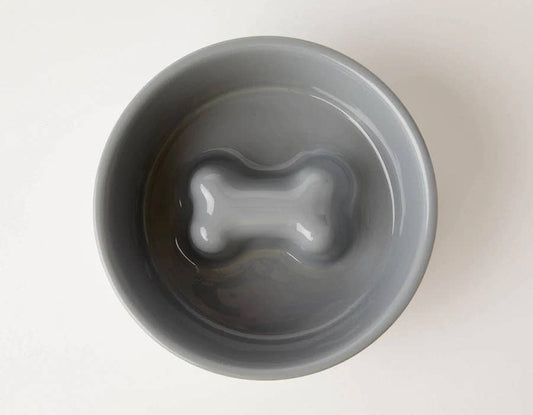 Stylish Slow Feeder Dog Bowl - Grey Medium - Paw Bleu